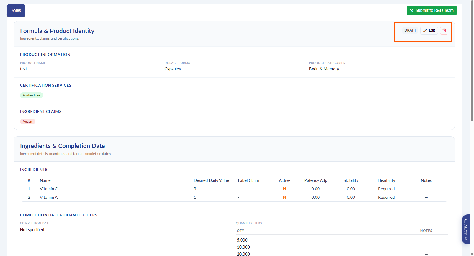 Draft badge in product list